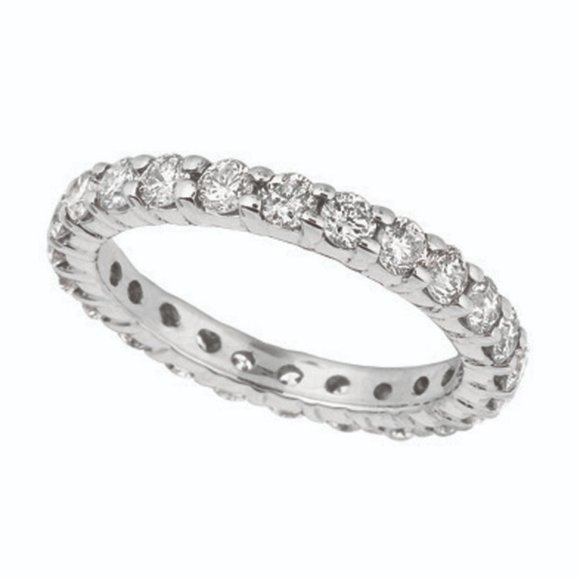 1.00 Carat Natural Diamond Eternity Ring Band G SI 14K White Gold